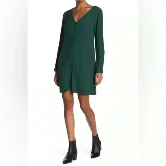 Madewell Green Button Down 100% Viscose Long Sleeve Dress Size S - Picture 1 of 9